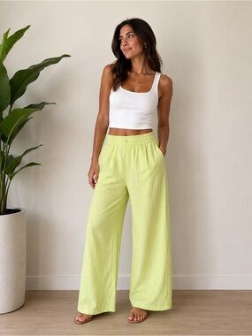 DKNY Light Green Relaxed Pants